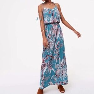 Loft Maxi Strappy Paisley Like Blue Dress